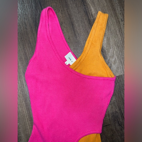 Milk It Orange & Pink Mini Sweater Dress - Picture 2 of 8